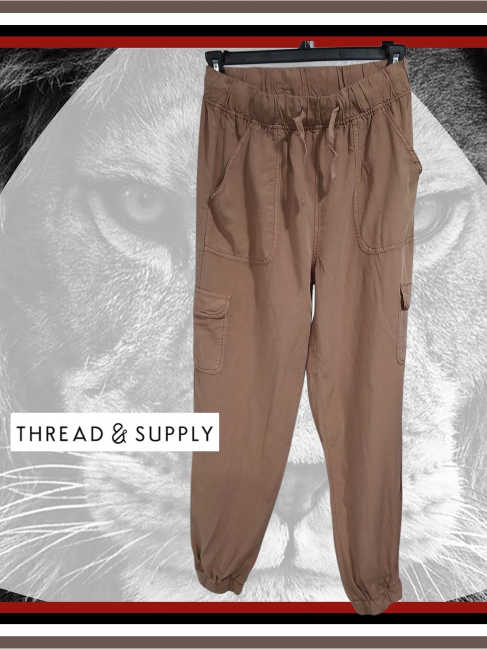 *NWT* - Thread & Supply Khaki Cargo style Jogger Ankle Pants Sz M + FGWP! - Picture 3 of 7